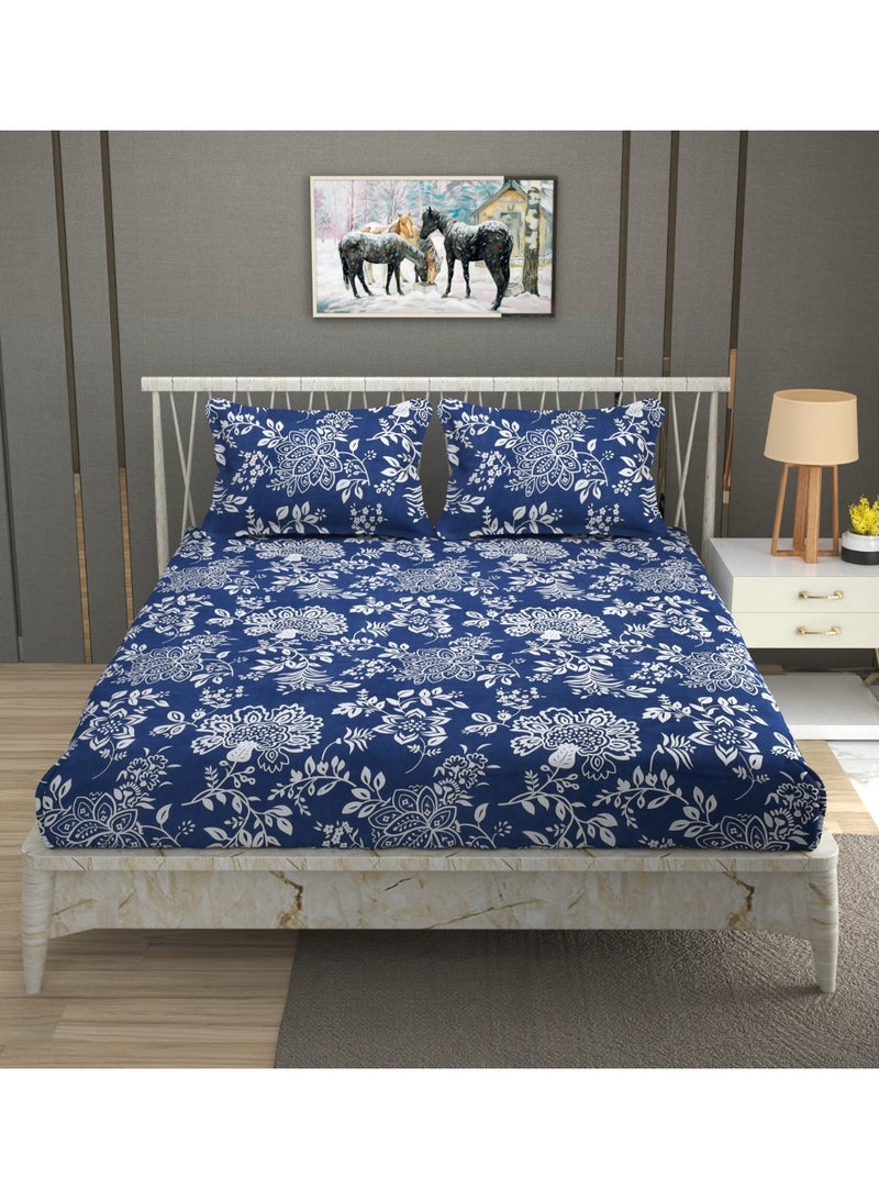 AURIO Premium Queen Size Fitted Bedsheet with 2 Pillowcases – Modern Design – Deep Pocket (180x200+35 cm) Soft, Breathable Microfiber Bedding Set for Home Comfort - Image 2